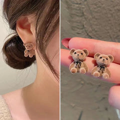 Cute Bear Flocking Earrings