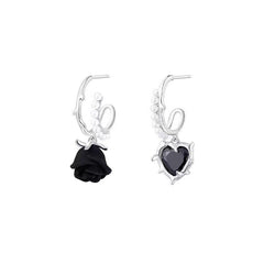 Black Rose & Butterfly Pearl Earrings