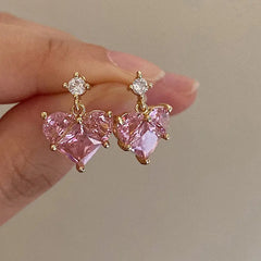 Pink Peach Heart Earrings