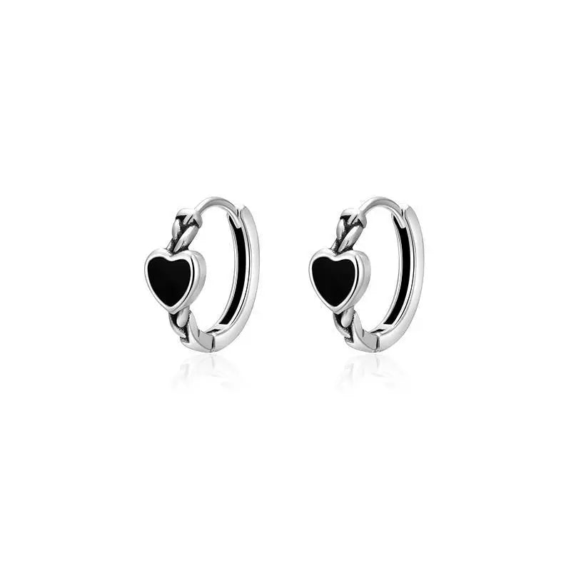 Black Heart Hoop Earrings