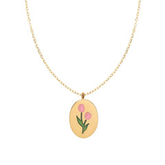 Pink Tulip Gold Plated Vintage Necklace