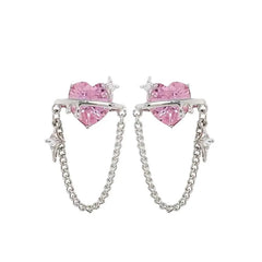 Pink Love Chain Crystal Earrings