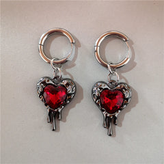 Red Heart Pendant Dangle Earrings