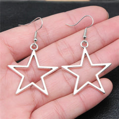 Antique Silver Star Pendant Earrings