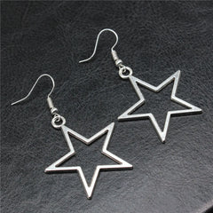 Antique Silver Star Pendant Earrings