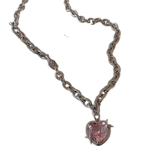 Pink Peach Heart Necklace