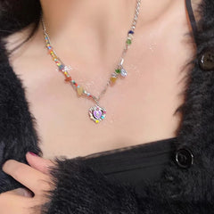 Colored Stone Layer Necklace