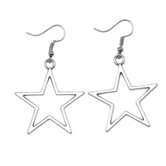 Antique Silver Star Pendant Earrings