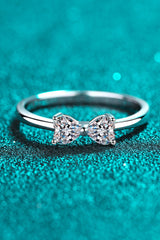 Moissanite Bow Rhodium-Plated Ring