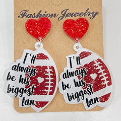 Heart Shape Sports Theme Acrylic Dangle Earrings