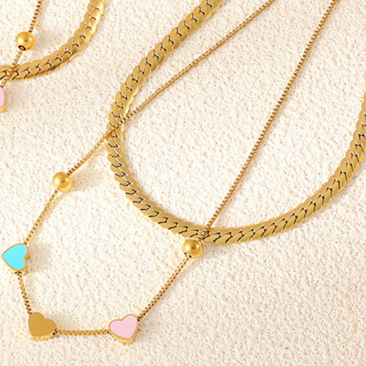 18K Gold-Plated Double Layered Heart Necklace