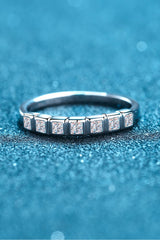 Moissanite Rhodium-Plated Half-Eternity Ring