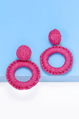 Round Shape Raffia Grass Dangle Earrings