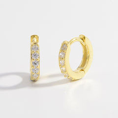 925 Sterling Silver Inlaid Zircon Huggie Earrings