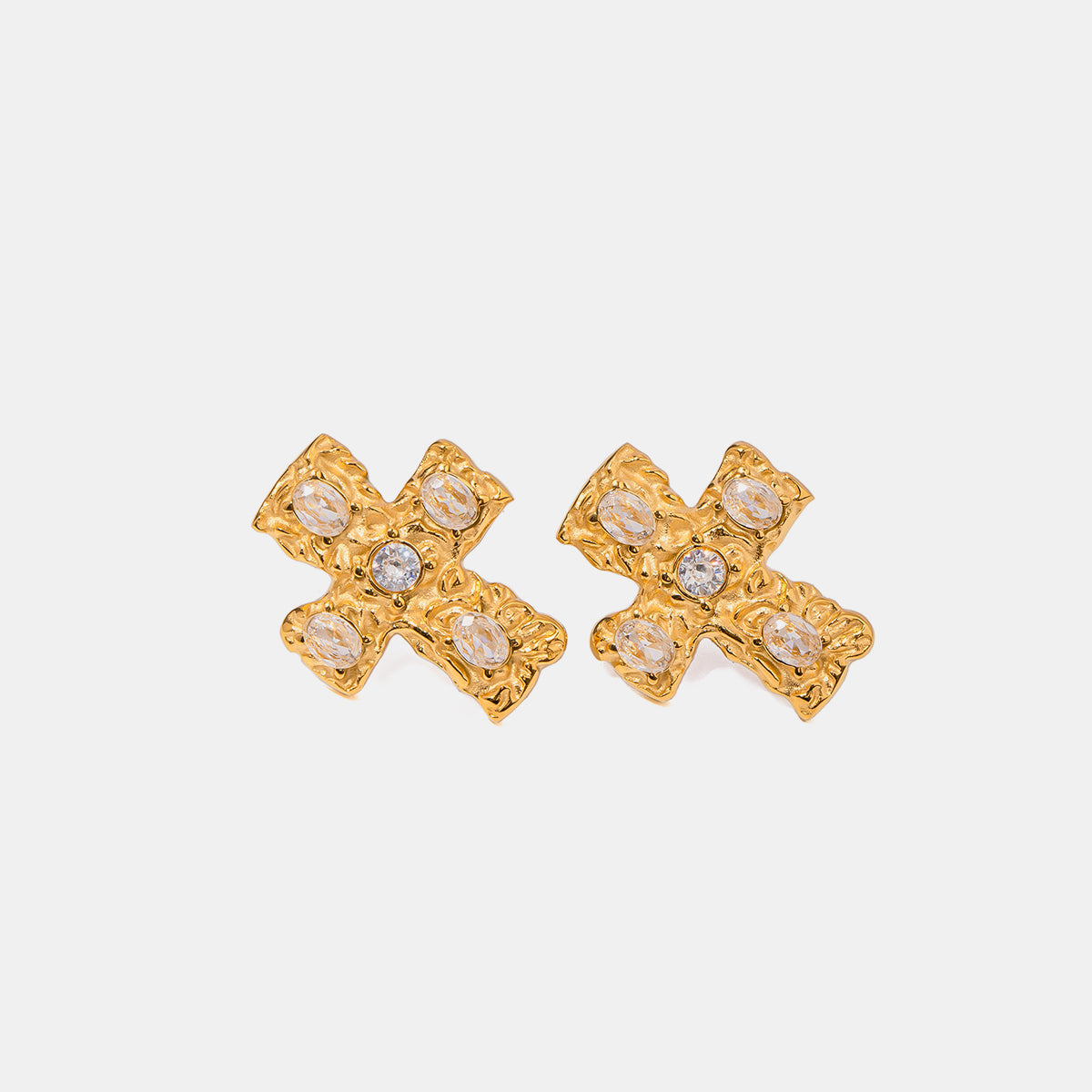 18K Gold-Plated Zircon Cross Earrings