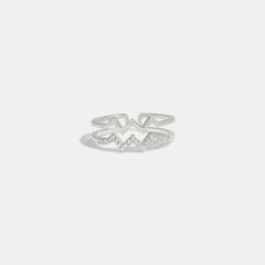 Wave Shape Inlaid Zircon Open Ring