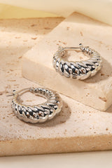 Textured Stainless Steel Hoop Earrings