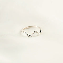 925 Sterling Silver Inlaid Zircon Wave Shape Ring