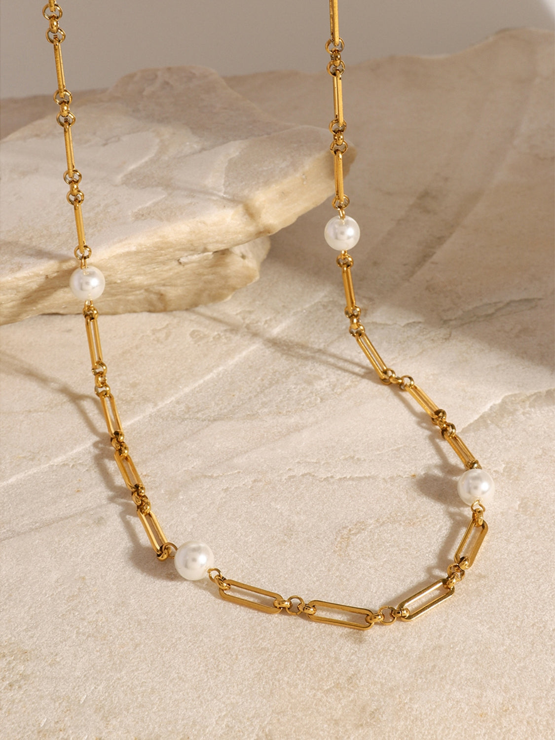 Stainless Steel Pearl Chain Necklace