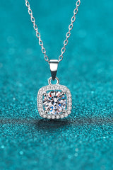 Moissanite Square Pendant Chain Necklace