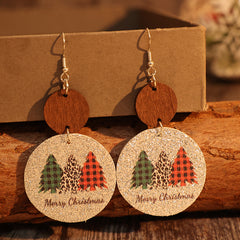 PU Leather Christmas Tree Earrings