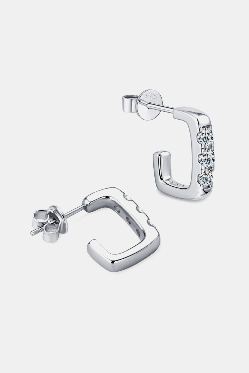 Moissanite 925 Sterling Silver Geometrical Huggie Earrings