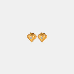 Titanium Steel Zircon Heart Stud Earrings