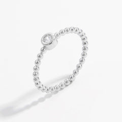 Zircon 925 Sterling Silver Bead Ring