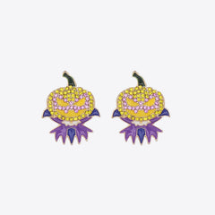 Demon Pumpkin Rhinestone Alloy Earrings