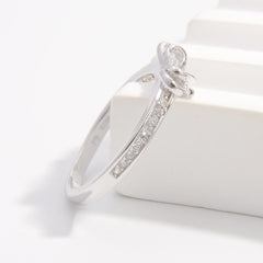 925 Sterling Silver Inlaid Zircon Bow Ring