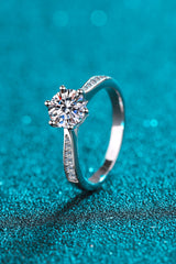 925 Sterling Silver Moissanite Adjustable Ring