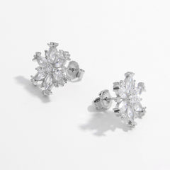 925 Sterling Silver Zircon Snowflake Earrings