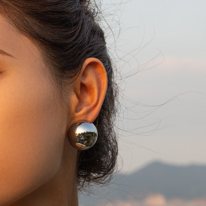 Hemispherical Stainless Steel Clip On Earrings