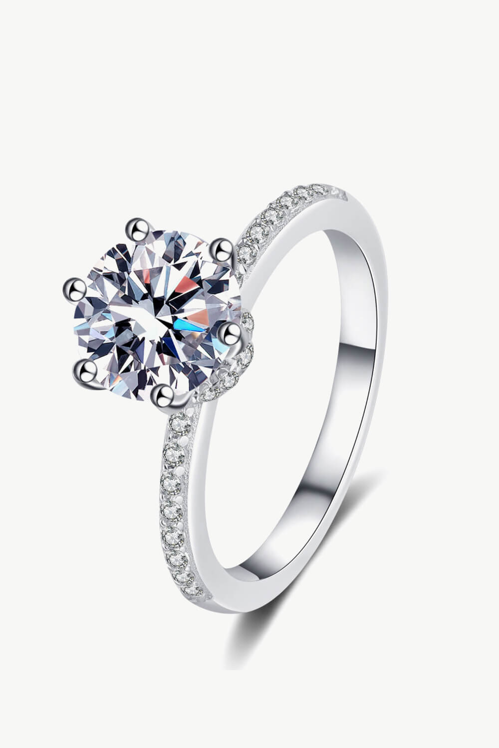 925 Sterling Silver 2 Carat Moissanite Ring