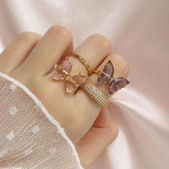 Purple Butterfly Romance Ring