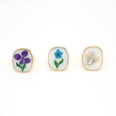 Enamel Leaf Flower Ring