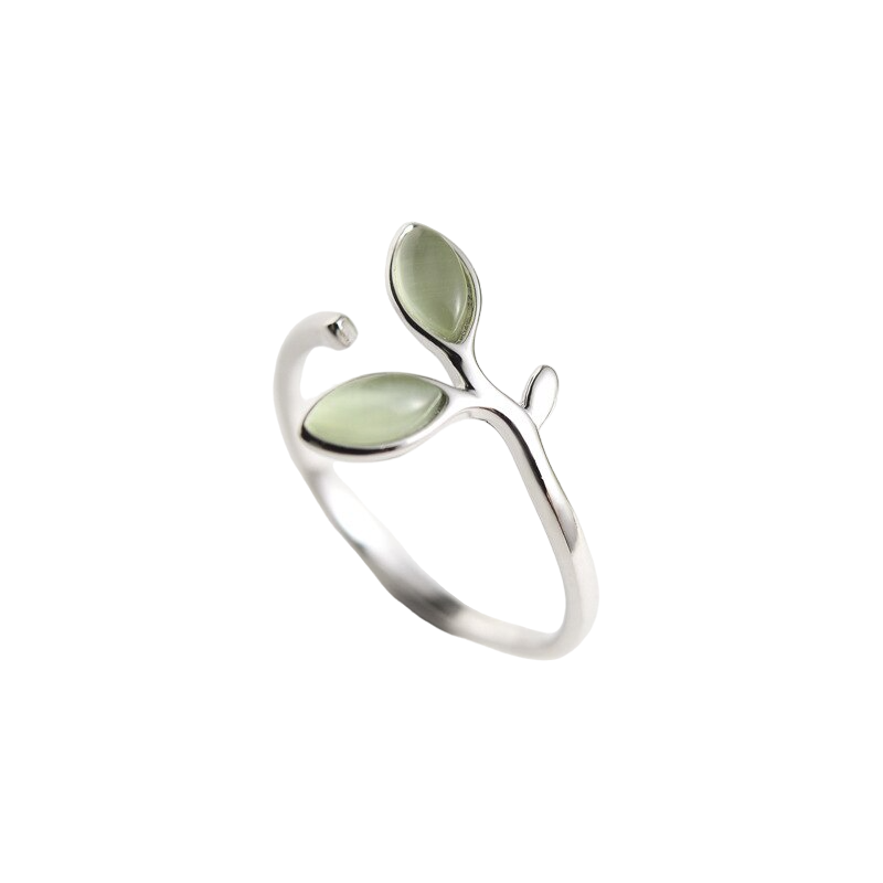 Cottagecore ring with green stone