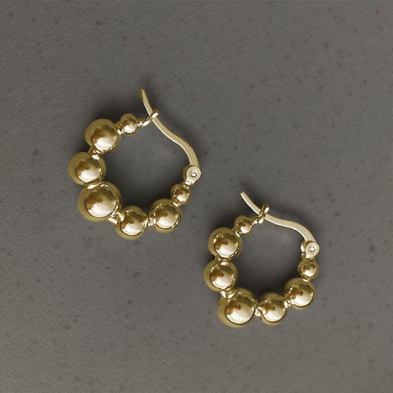 Allergy-free String of Beads Hoop Earrings