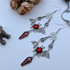 Gothic big bat earrings