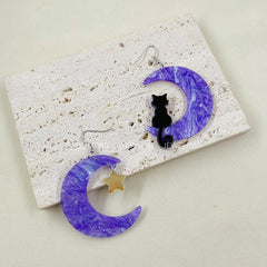 Kawaii purple moon earrings