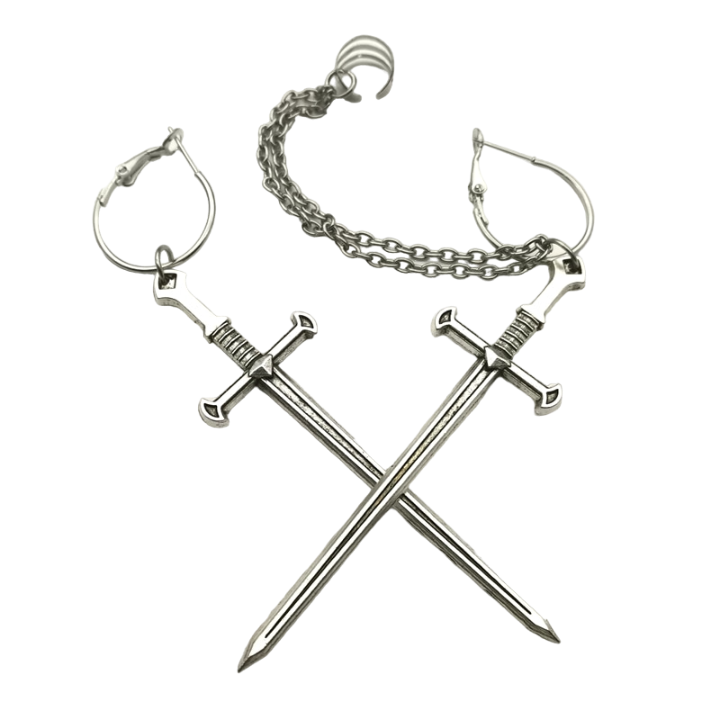 Punk kappa sword earrings