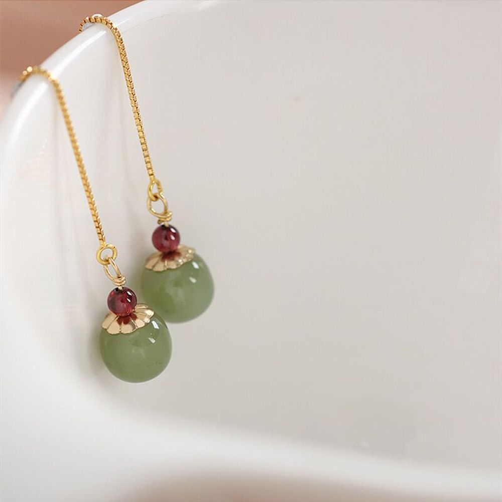 Aesthetic jade dangle earrings