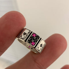 Vintage style ring with playing card