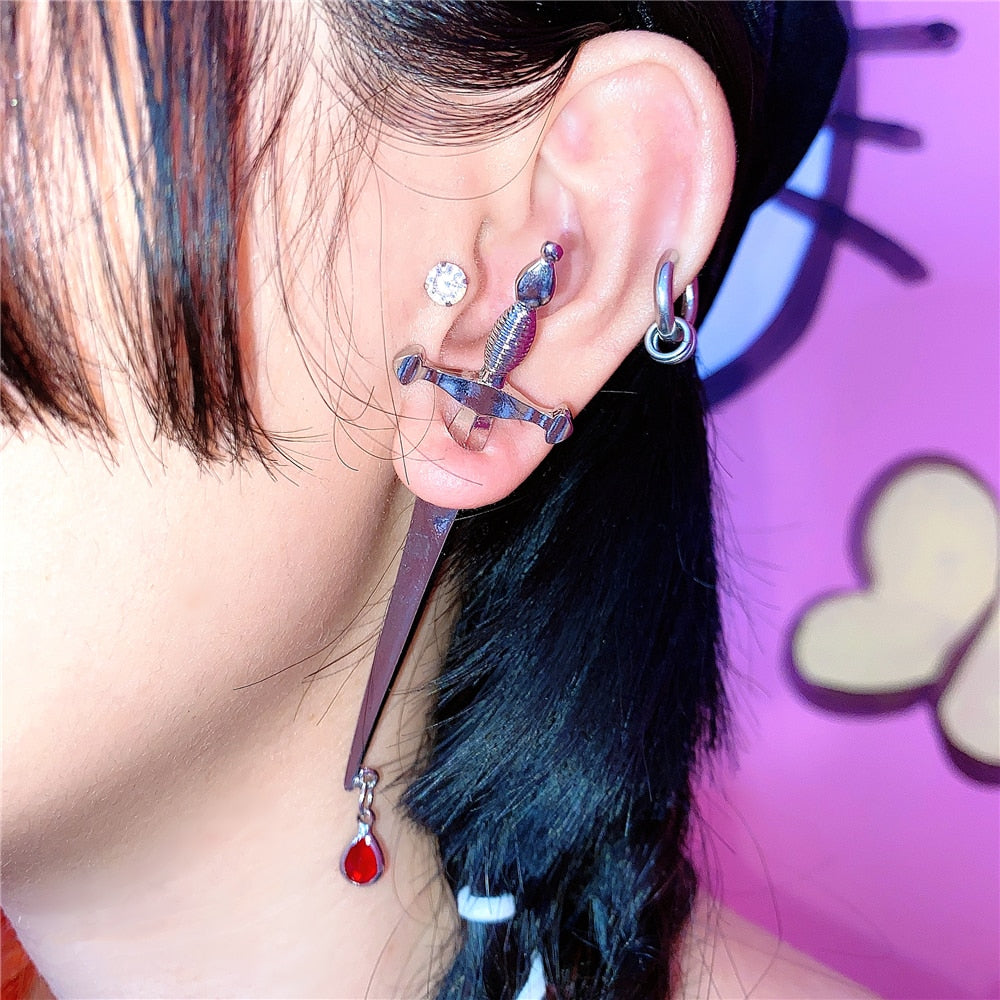 Dagger Stud Earrings Punk Gothic