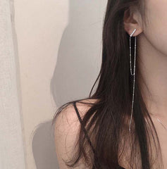 Aesthetic long silver earrings