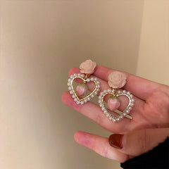 Pink Resin Flower Earrings