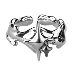 Silver Color Stars Punk Ring