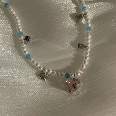 Y2K pink heart necklace