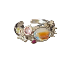 Oval Opal Adjustable Rings Aesthetic