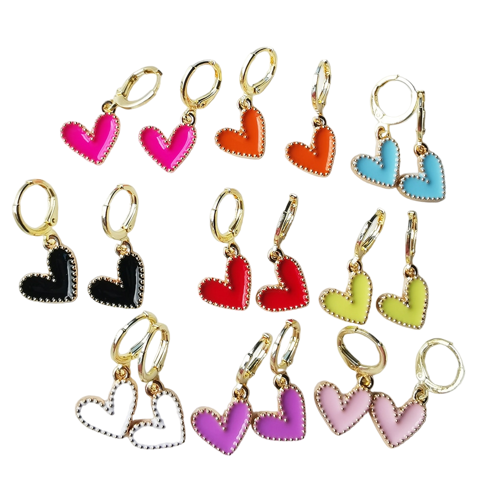 Multicolor Preppy Heart Earrings